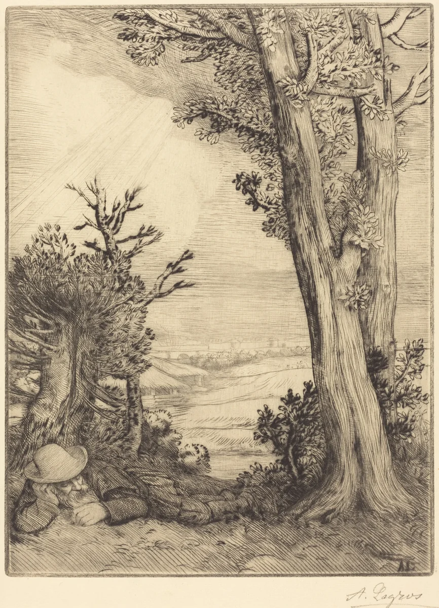 Siesta in the Country (Sieste dans la campagne) by Alphonse Legros, print, 1837-1911