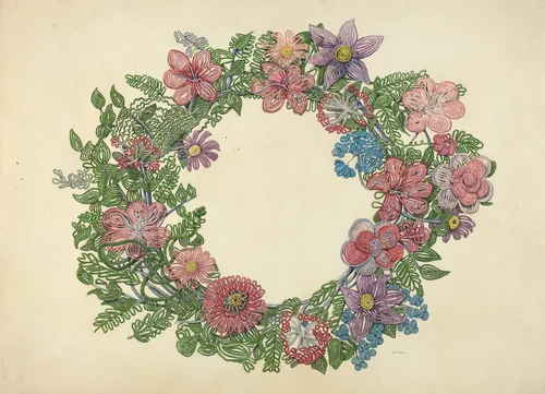 Cemetary Wreath by Al Curry, index of american design, 1938