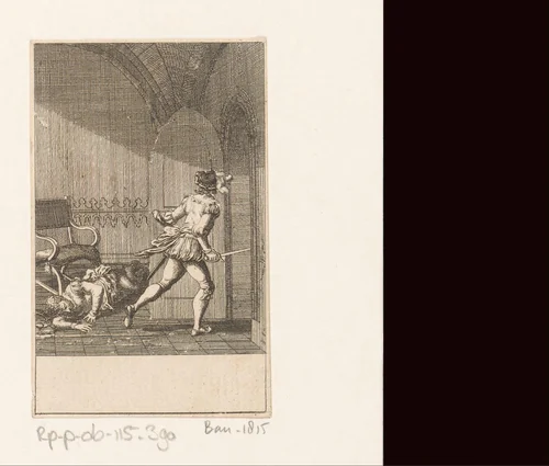 Otto van Wittelsbach vermoord de Duitse koning Filips van Zwaben by Daniel Nikolaus Chodowiecki, print, 1795