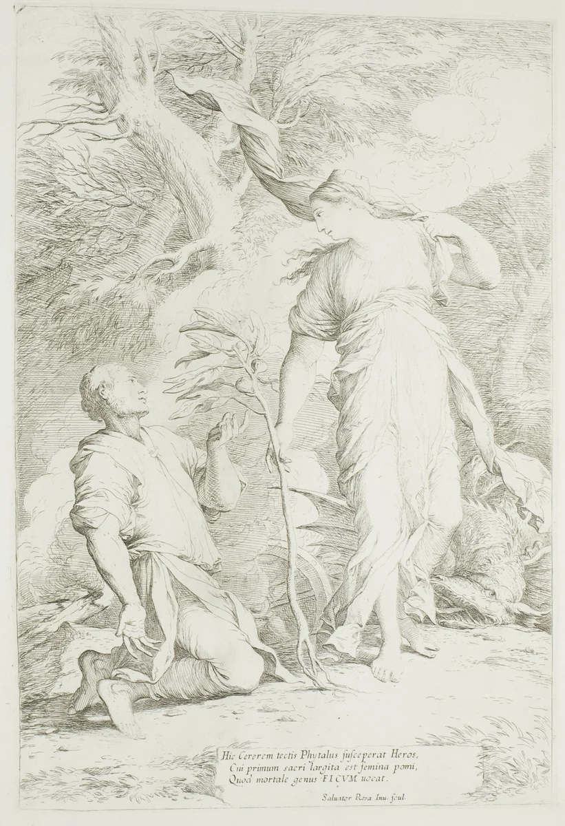 Ceres and Phytalus by Salvator Rosa, print, 1657-1667
