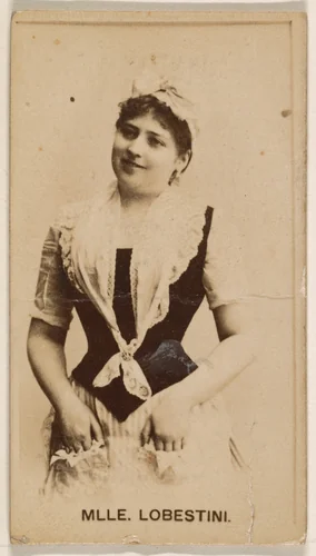 Mlle. Lobestini, from the Actresses series (N245) issued by Kinney Brothers to promote Sweet Caporal Cigarettes by Kinney Brothers Tobacco Company, photograph, 1890