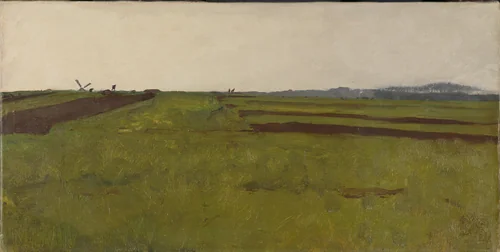 Landscape with fields by Willem Witsen, painting, 1885-1922