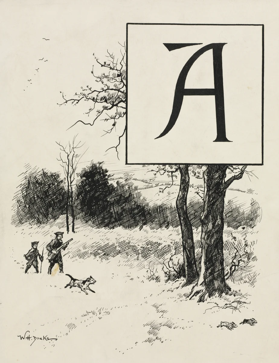 Inital A for Chapter VI from "Lorna Doone" by William Henry Drake, drawing, 1889