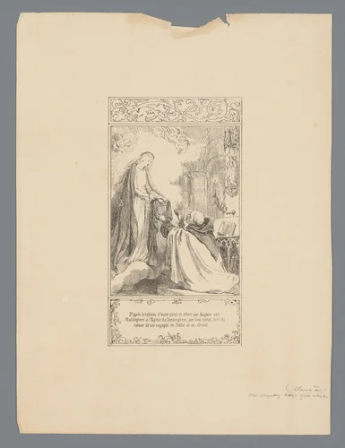Verschijning van Maria aan een geestelijke by anonymous, print, 1825-1875