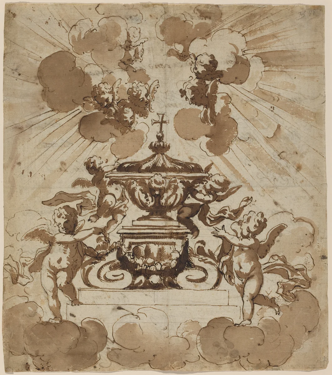 Glorification of the Host by Italian 18th Century, drawing, 1700
