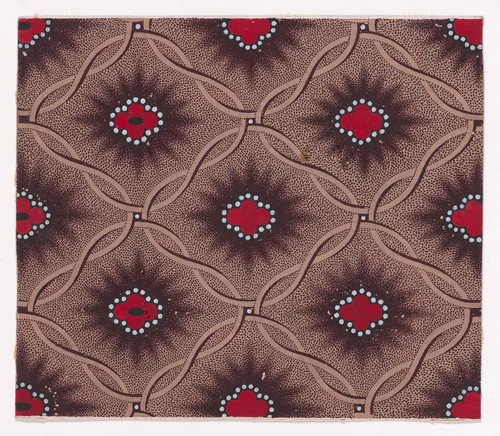 Textile Design with Vertical Vermicular Strips of Pearls Separated by Chevron Stripes by anonymous, drawing, 1840