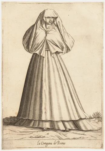La Cortigiana de Roma (Courtesan) by Pietro Bertelli, print, 1575-1585