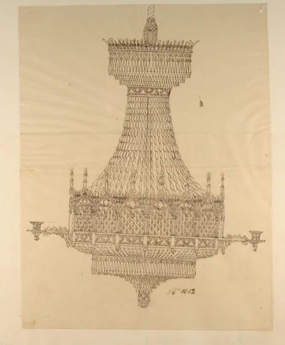 Design for a Crystal Chandelier by anonymous, drawing, 1800-1899