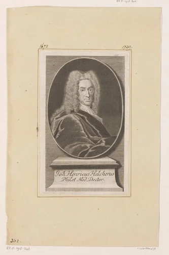 Portret van Johann Heinrich Helcher by Martin Bernigeroth, print, 1730