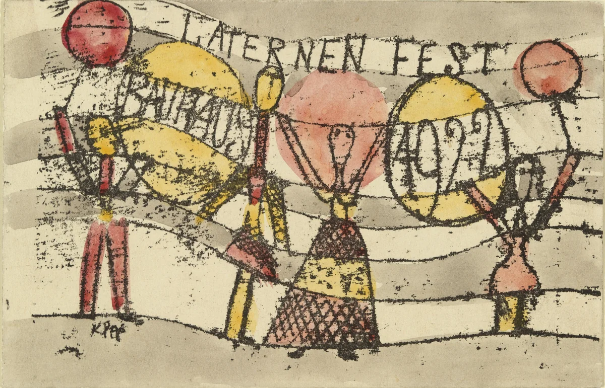 Postcard for Bauhaus Lantern Party 1922 (Laternenfest Bauhaus 1922) by Paul Klee, print, 1922