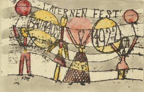 Postcard for Bauhaus Lantern Party 1922 (Laternenfest Bauhaus 1922) by Paul Klee, print, 1922
