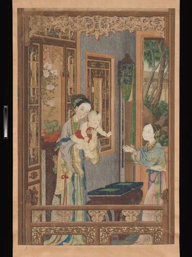 Interior with Woman, Child and Nurse by Unidentified Artist, painting, 1767-1833