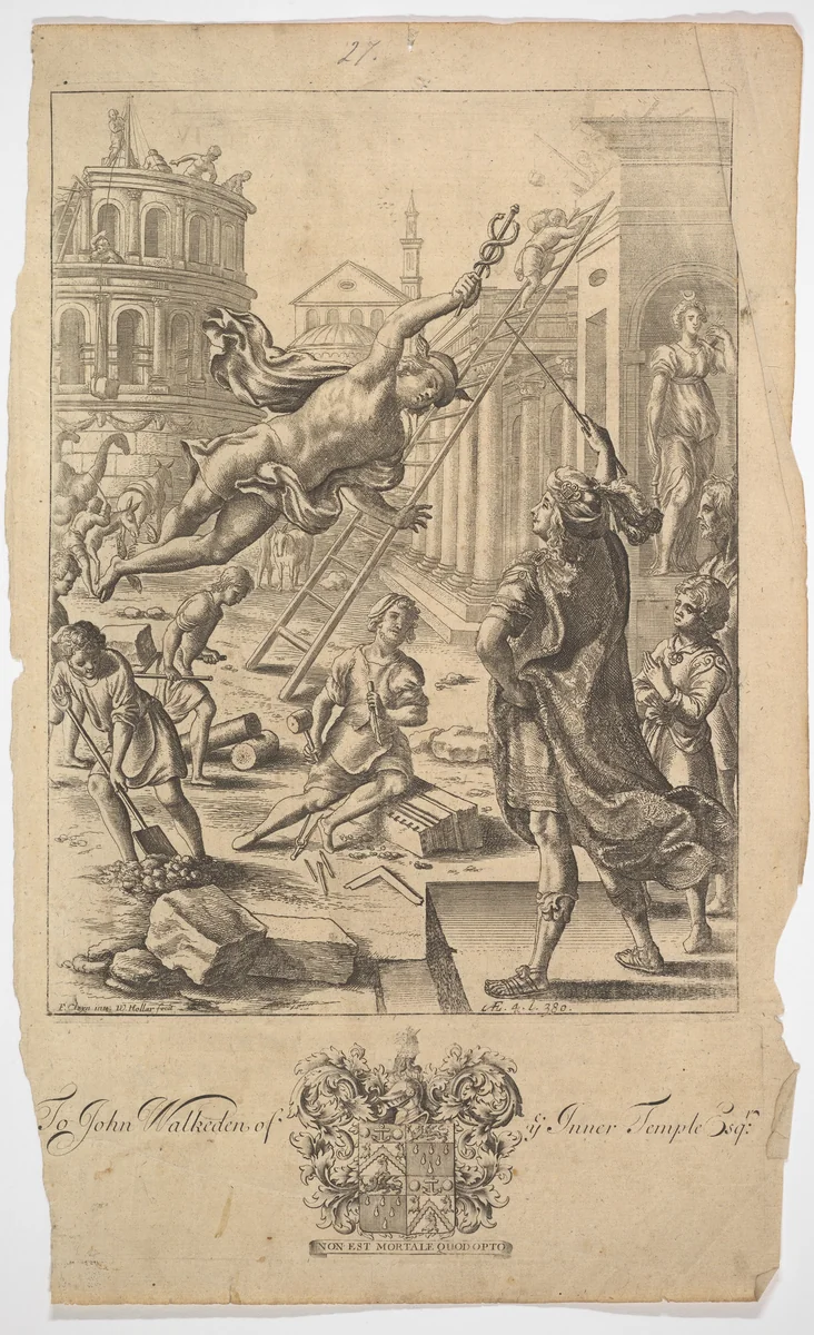 Aeneas and Mercury (from "The Works of Virgil: Containing his Pastorals, Georgics and Aeneis," 1697) by Wenceslaus Hollar, print, 1654