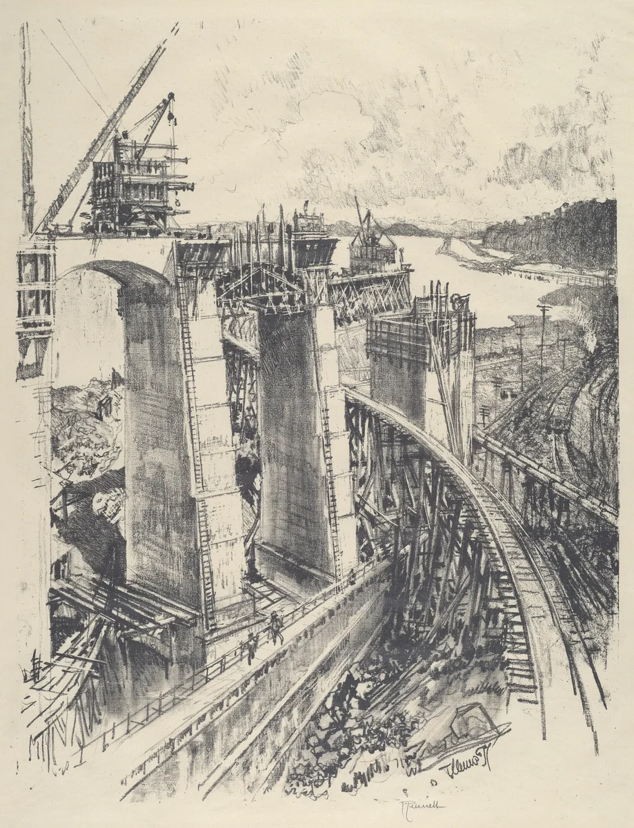 The Approach to Gatun Lock by Joseph Pennell, print, 1912