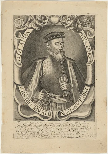 Thomae Gresham, Equi. Aura (Sir Thomas Gresham) by Francis Delaram, print, 1590-1627