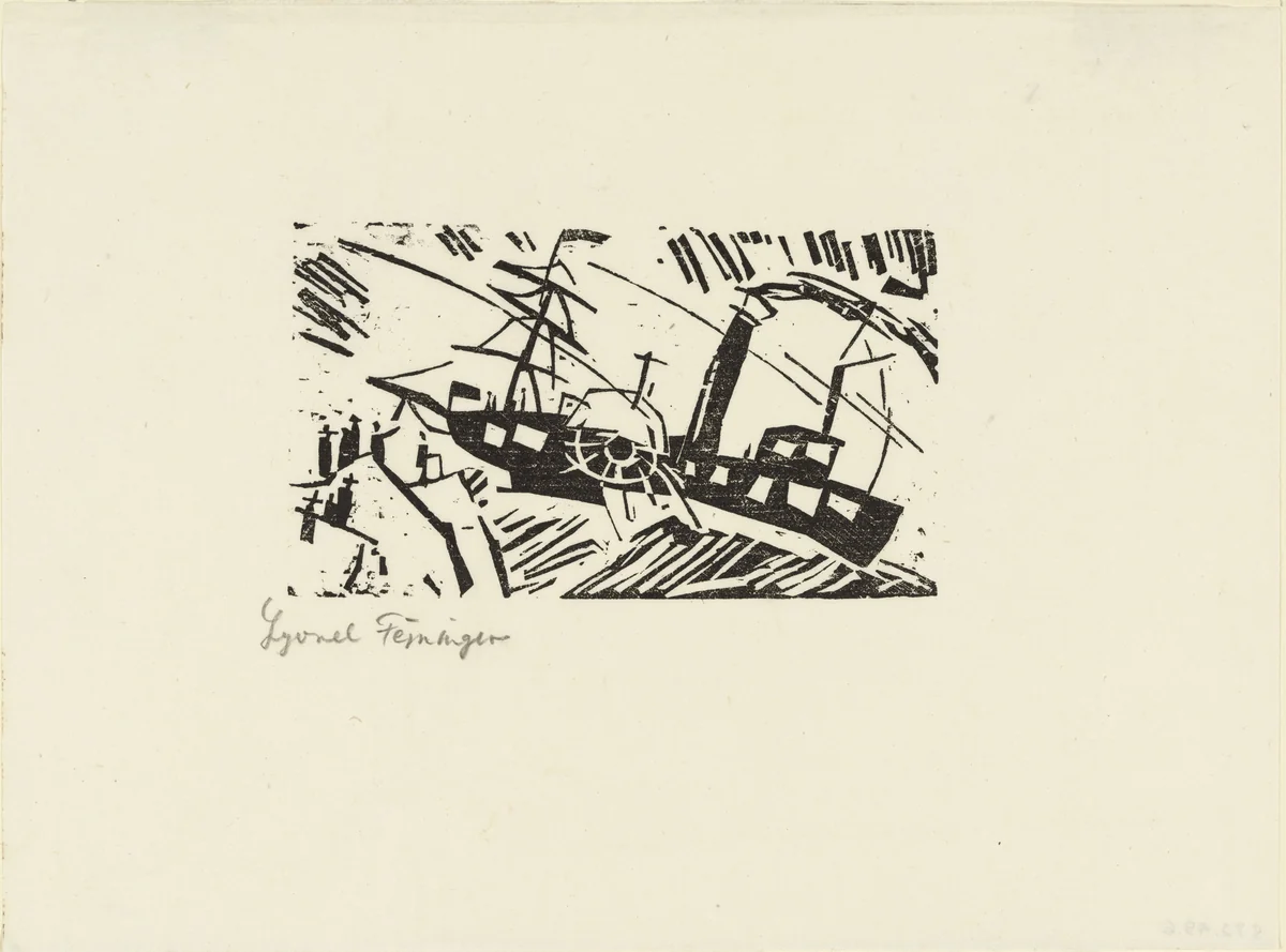 Side Wheeler (Raddampfer) from Ten Woodcuts by Lyonel Feininger by Lyonel Feininger, print, 1918