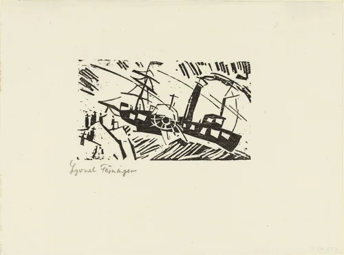 Side Wheeler (Raddampfer) from Ten Woodcuts by Lyonel Feininger by Lyonel Feininger, print, 1918