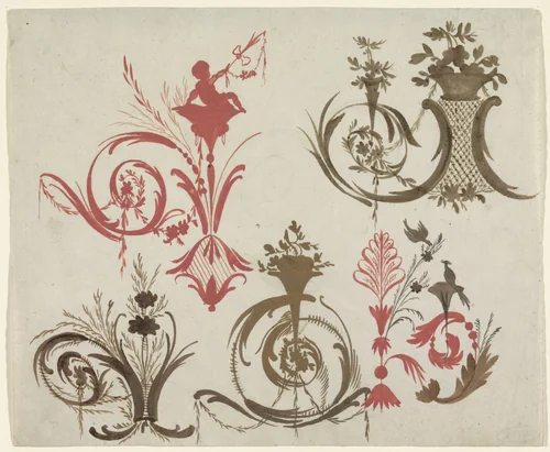 Arabesken met vazen by Lambertus Hardenberg, drawing, 1754-1819
