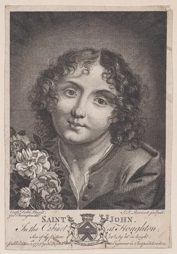 Saint John the Baptist with flowers by Simon-François Ravenet, print, 1775