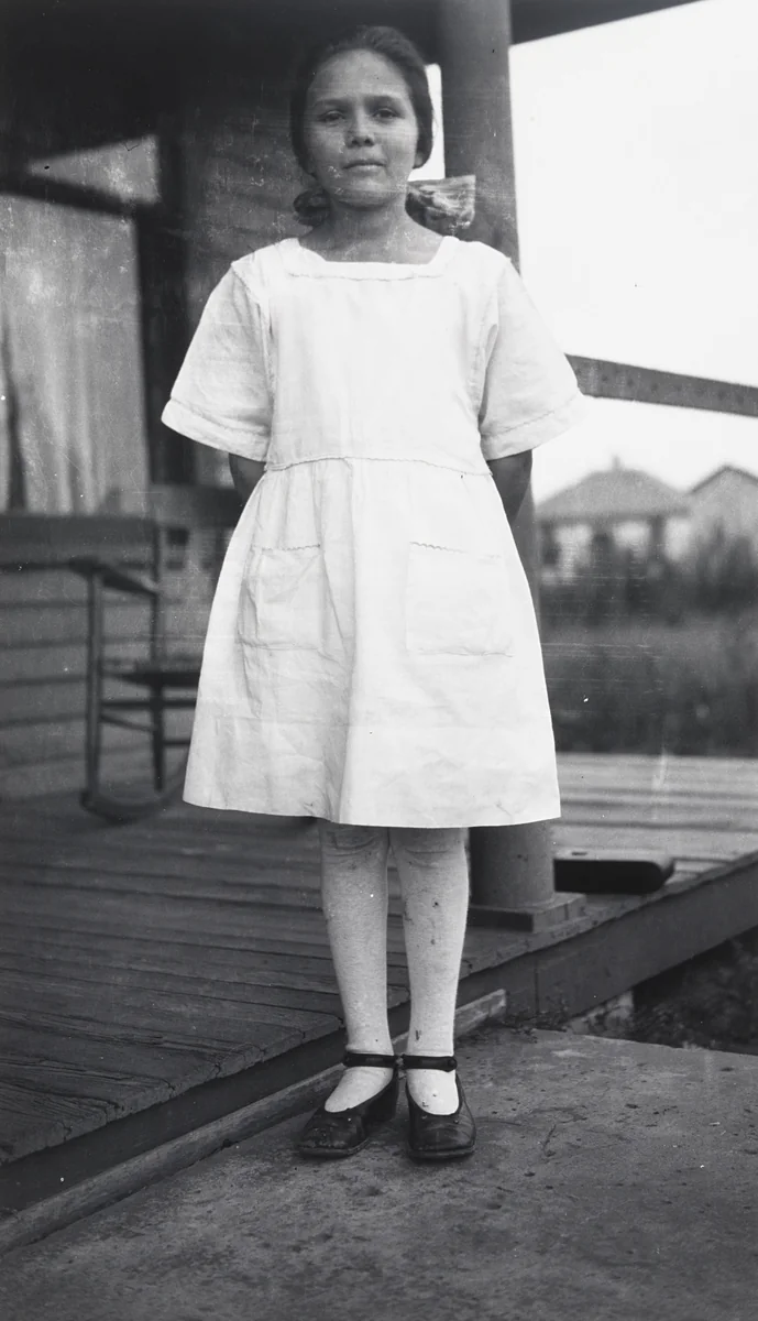 Nellie Whiting in Front of Porch by Eugene Buechel, photograph, 1922
