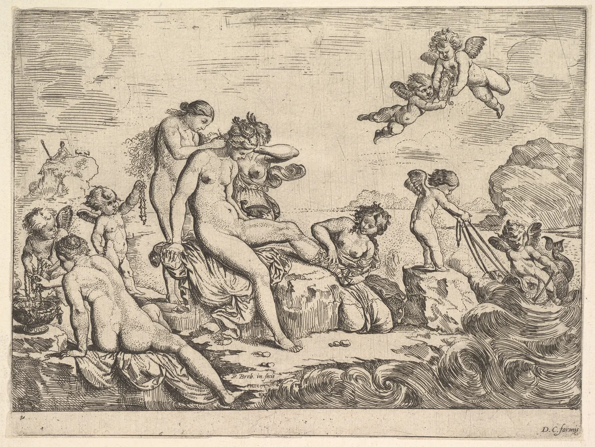 Toilet of Thetis by Pierre Brebiette, print, 1610-1642