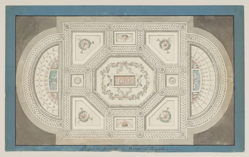 Study for the Dining-Room Ceiling of the Bagatelle Pavilion by François Joseph Belanger, drawing, 1760-1818