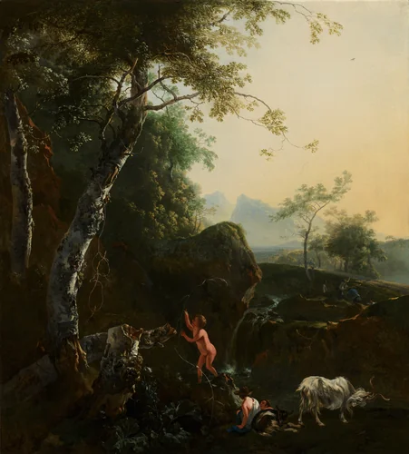 Mountainous Landscape with Waterfall by Adam Pijnacker, painting, 1660
