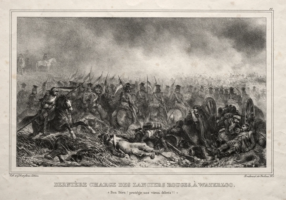 Dernière Charge des Lanciers Rouges à Waterloo by Auguste Raffet, print, 1815-1860