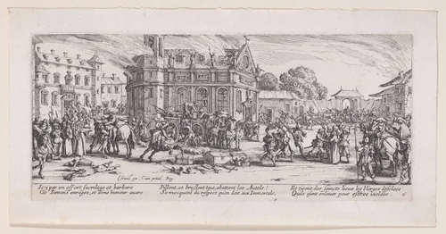 Dévastation d'un Monastère (Devastation of a Monastery), from Les Misères et les Mal-Heures de la Guerre (The Miseries and Misfortunes of War), plate 6 by Jacques Callot, print, 1633