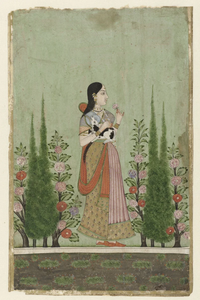 Girl holding a Calf by anonymous, painting, 1700-1750