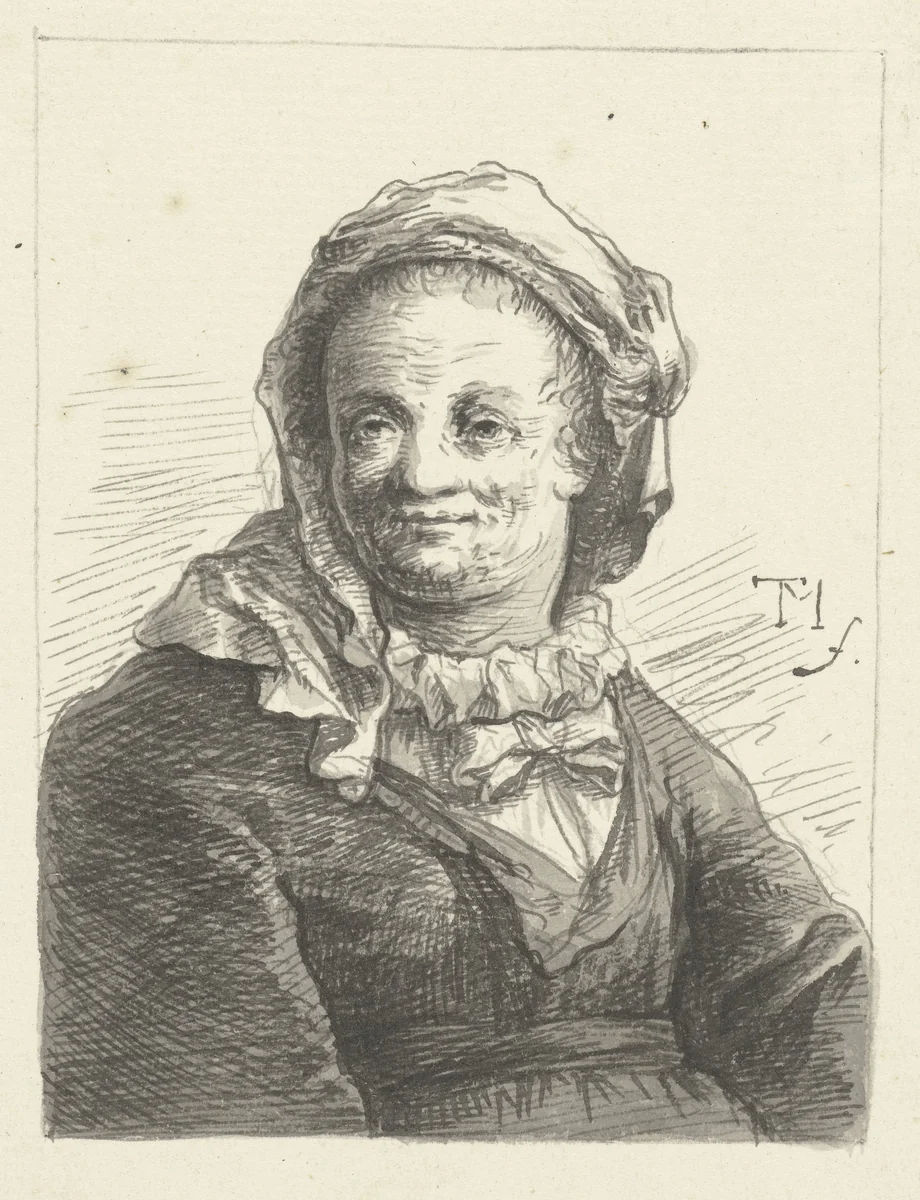 Buste van een vrouw by Johann Georg Trautmann, drawing, 1723-1769
