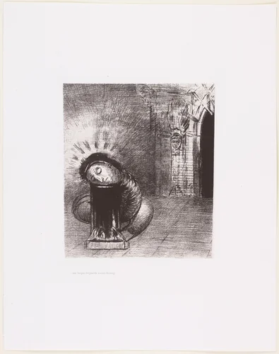 . . . A Long Chrysalis, the Color of Blood (. . . une longue chrysalide couleur de sang) by Odilon Redon, print, 1889