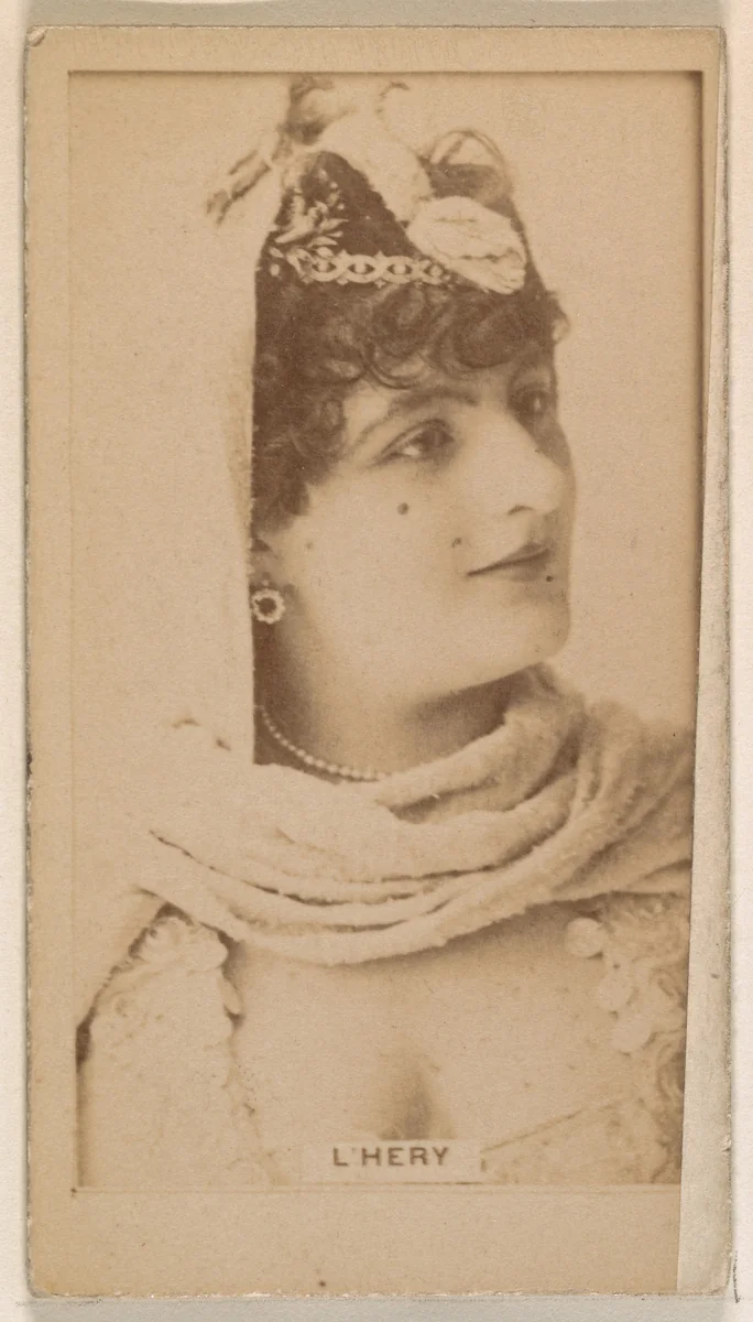 Miss L'Hery, from the Actresses series (N245) issued by Kinney Brothers to promote Sweet Caporal Cigarettes by Kinney Brothers Tobacco Company, photograph, 1890