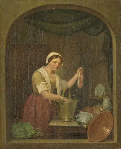 The Kitchen Maid by Jan de Ruyter, painting, 1820