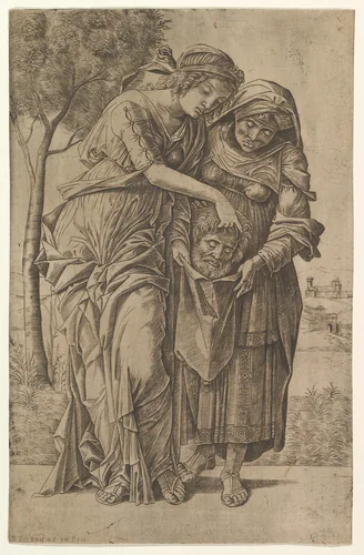 Judith and her maidservant with the head of Holofernes by Girolamo Mocetto, print, 1495-1535