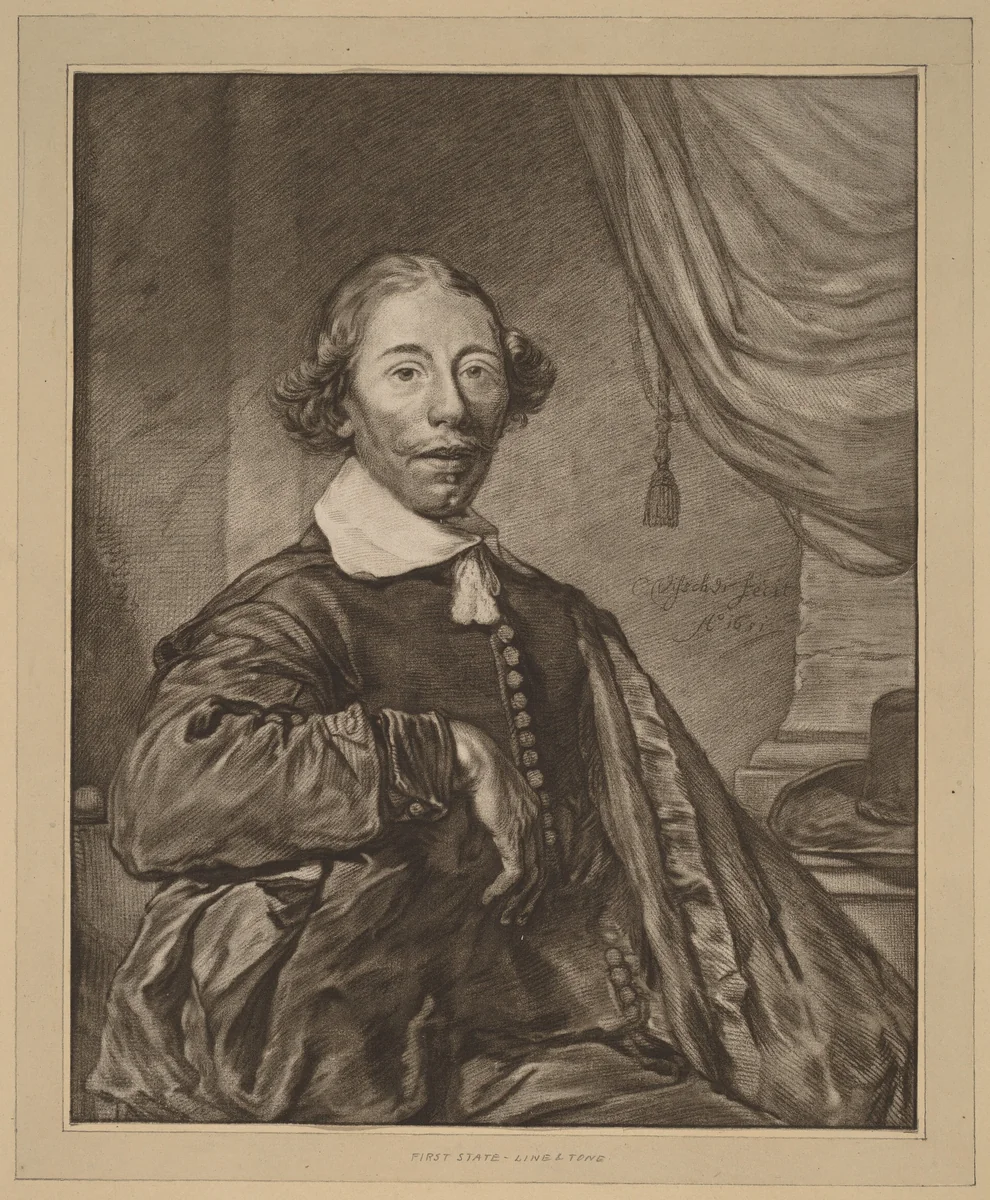 Portrait of a Seated Man by Cornelis Ploos van Amstel, print, 1771