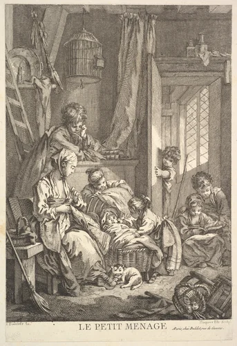 The Small Household by Jacques Gabriel Huquier, print, 1745-1800
