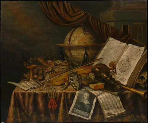 Vanitas Still Life by Edwaert Collier, painting, 1662