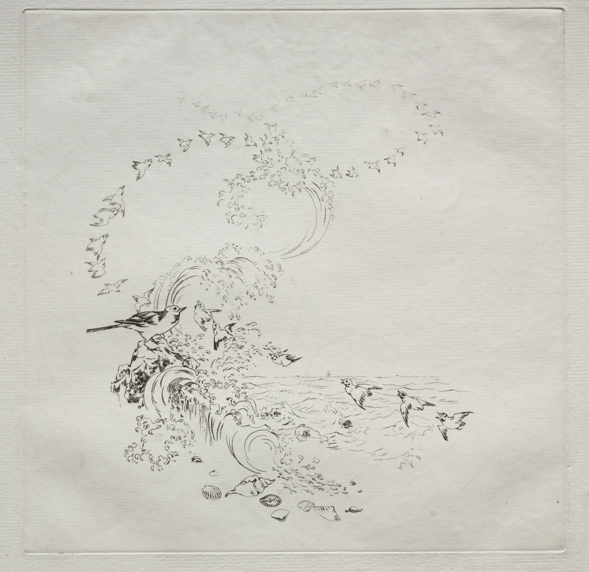 Parisian Service (Haviland service): Sunset (no. 11) by Félix Bracquemond, print, 1875