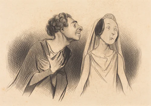 Je pars plus amoureux que... jamais... by Honoré Daumier, print, 1841