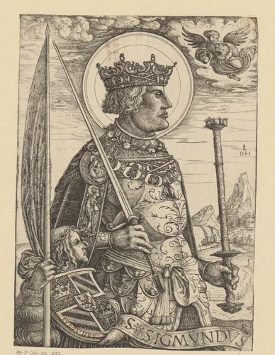 Portret van Sigismund van Bourgondië by Unknown, print, 1518-1536
