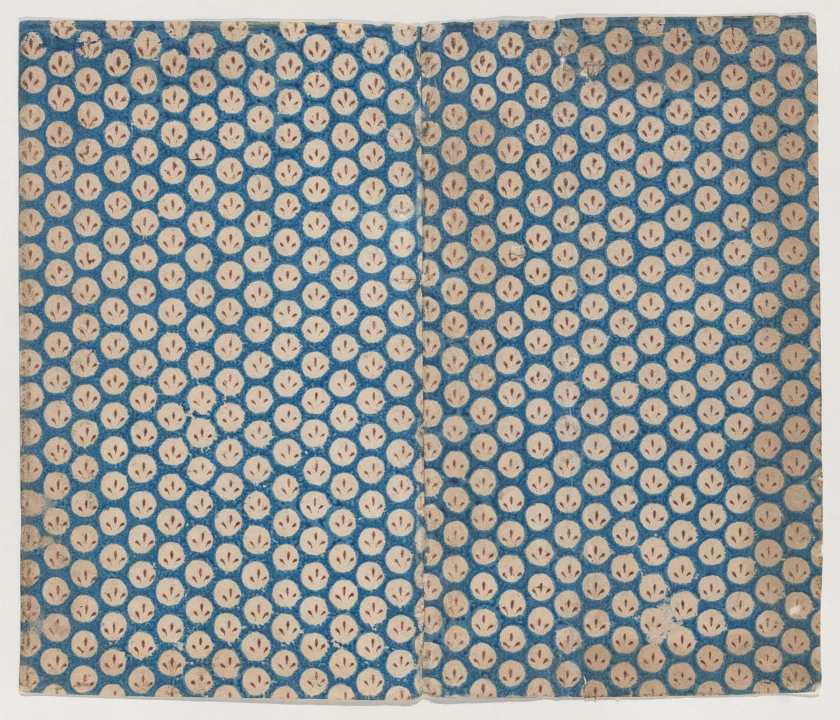 Book cover with overall pattern of three lines within circles by anonymous, print, 1800-1900