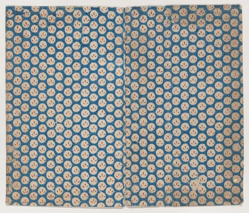 Book cover with overall pattern of three lines within circles by anonymous, print, 1800-1900