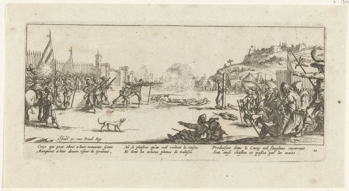 Strafmaatregelen: het vuurpeloton by anonymous, print, 1677-1690