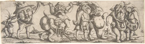 Procession of Monstrous Figures by Wendel Dietterlin, print, 1615