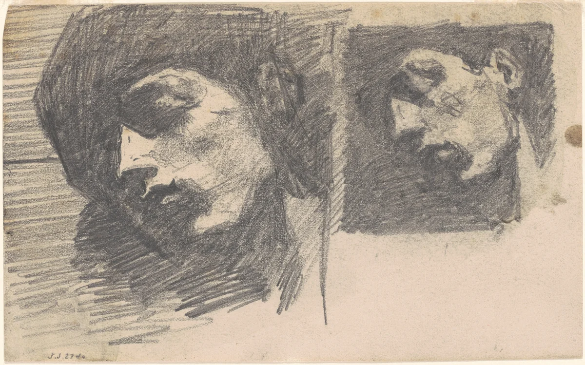 Two Heads by John Singer Sargent, drawing, 1875-1880