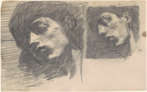Two Heads by John Singer Sargent, drawing, 1875-1880