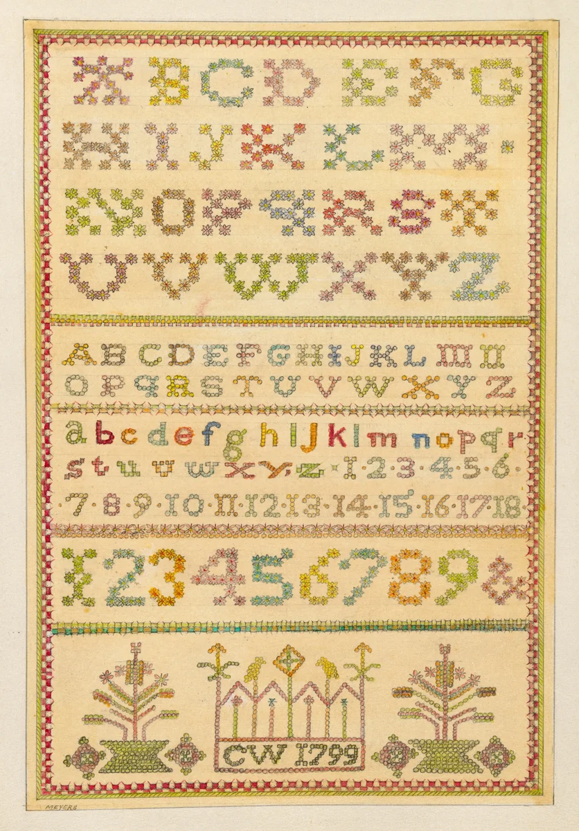 Sampler by Henry Meyers, index of american design, 1936