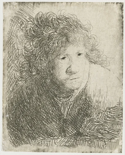 Self-portrait, Bending Forward by Rembrandt van Rijn, print, 1628