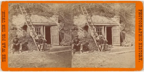 "Bombproof Quarters of Major Strong at Dutch Gap, 16th New York Artillery" by E. & H.T. Anthony, photograph, 1862-1877